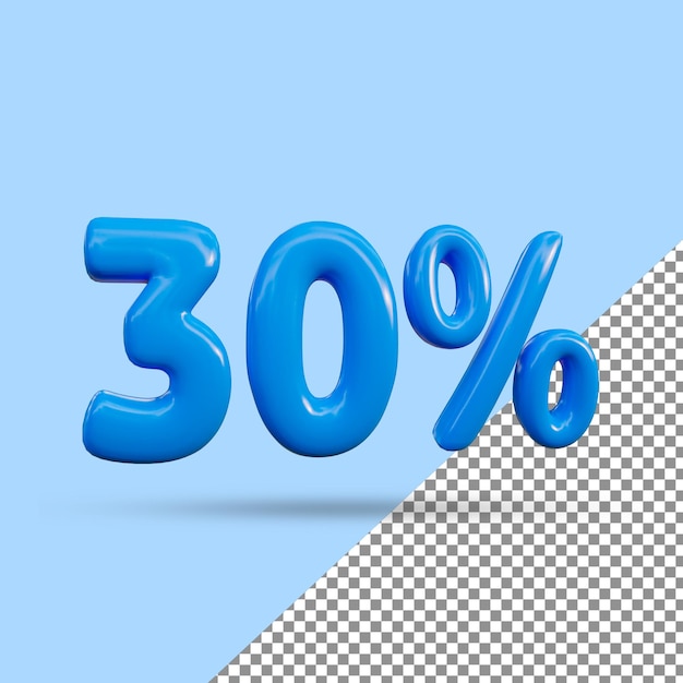 30% 텍스트 효과의 3d 렌더링