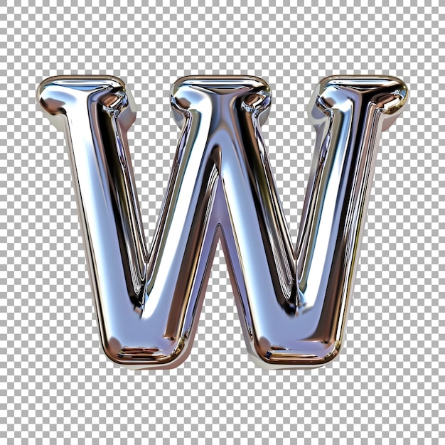 3D Rendering of a alphabet number W made with Balloon on Transparent Background Ai Generated
