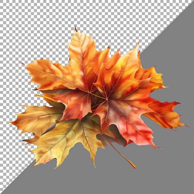 PSD 3d-рендеринг осенних листьев на прозрачном фоне