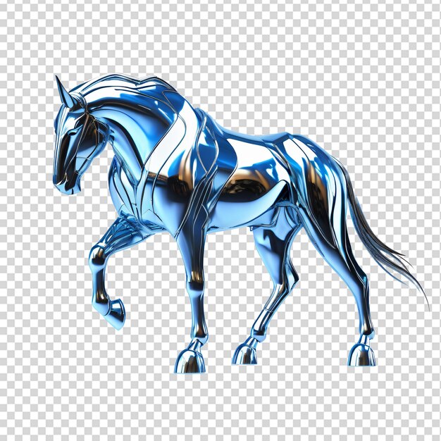 PSD 3d rendering of a blue horse isolated on a transparent background