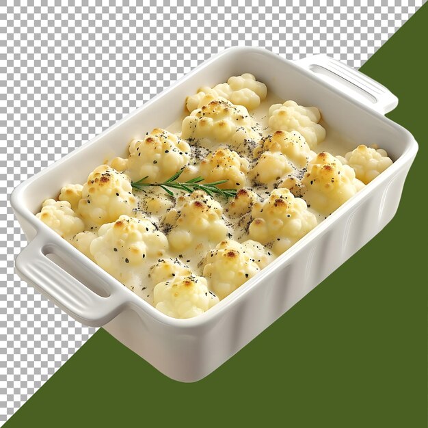 3D Rendering of a Cauliflower Cheese in a Bowl on Transparent Background Ai Generated