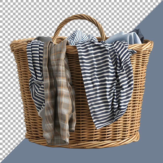 3D Rendering of a Clothes in a Basket on Transparent Background Ai Generated
