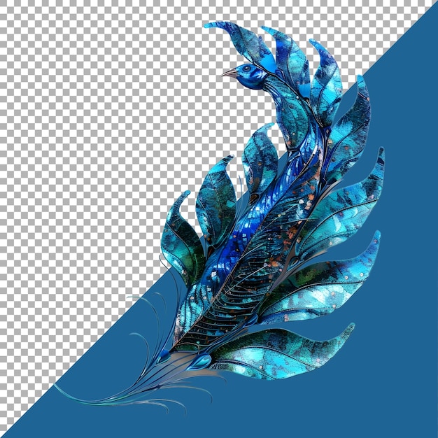 PSD 3d-рендеринг цветного листья перья на прозрачном фоне