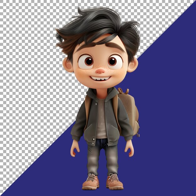 3D Rendering of a Toddler Boy Standing and Smiling on Transparent Background Ai Generated