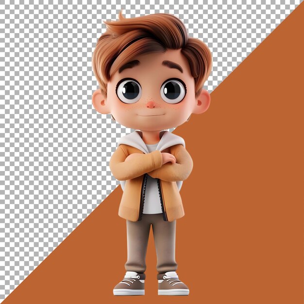 3D Rendering of a Toddler Boy Standing and Smiling on Transparent Background Ai Generated