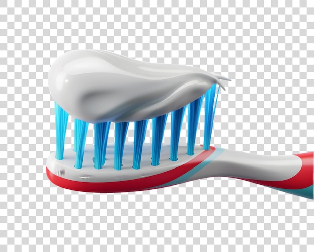 3d rendering of a toothbrush with toothpaste on it on transparent background