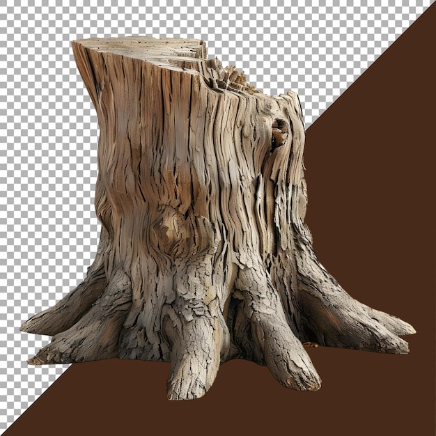 3d rendering of a wooden stump of a tree on transparent background ai generated