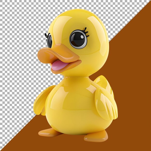 3d rendering of a yellow duck toy on transparent background ai generated
