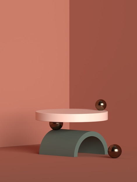 3D rendering of abstract scene geometry shape podium for product display