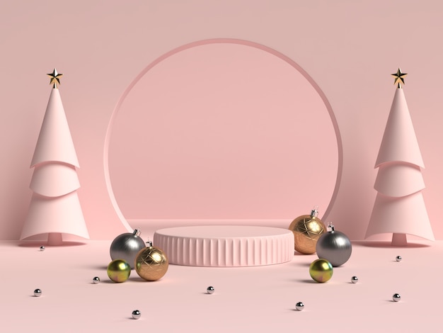3d rendering of abstract scene geometry shape podium 