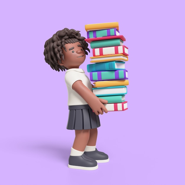 PSD 教室でのアフロ少女の 3 d レンダリング