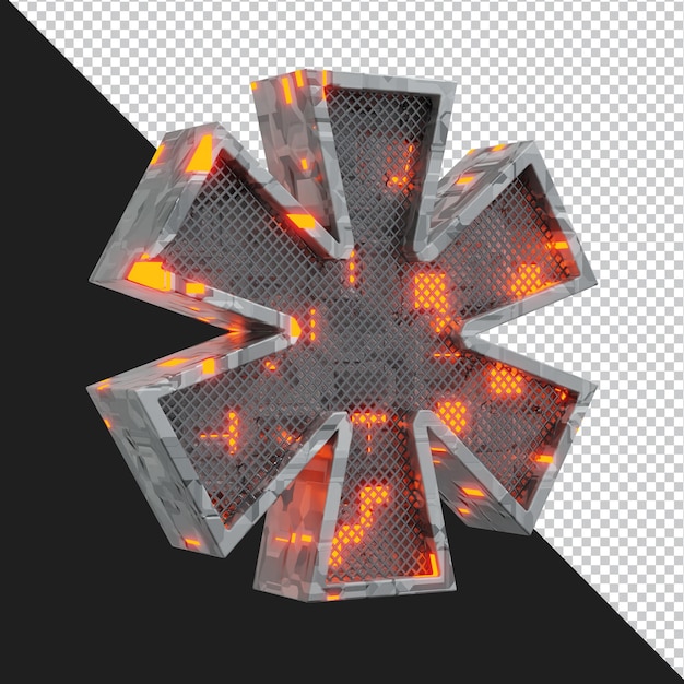 3d rendering of alphabet asterisk symbol isolated
