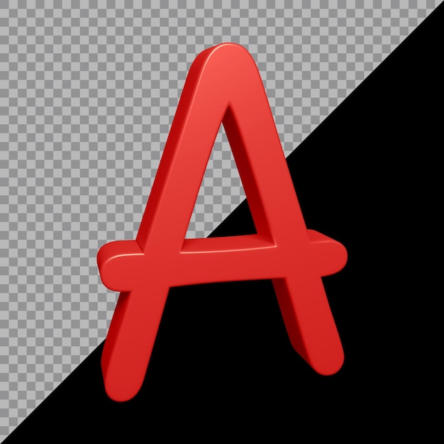 PSD 3d-рендеринг буквы a алфавита