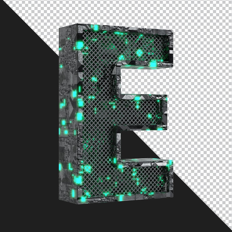 PSD 3d rendering of alphabet letter e isolated