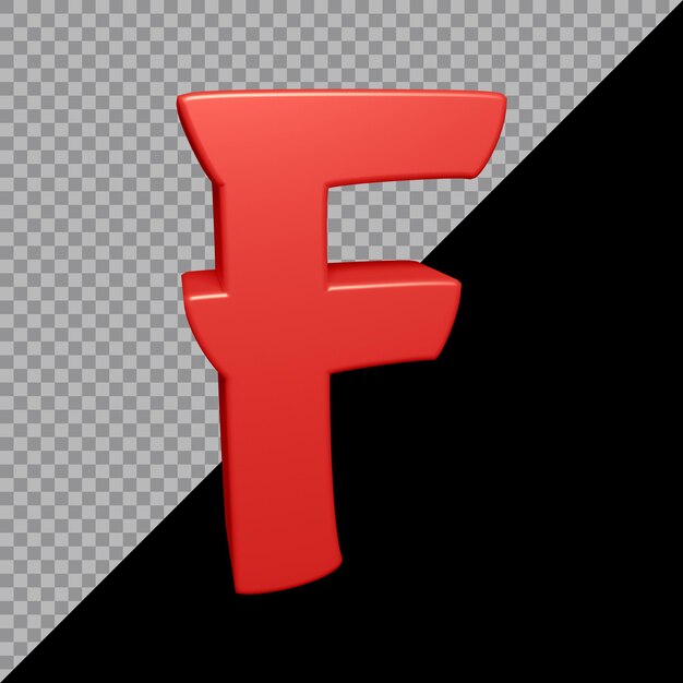 PSD アルファベットfの3dレンダリング