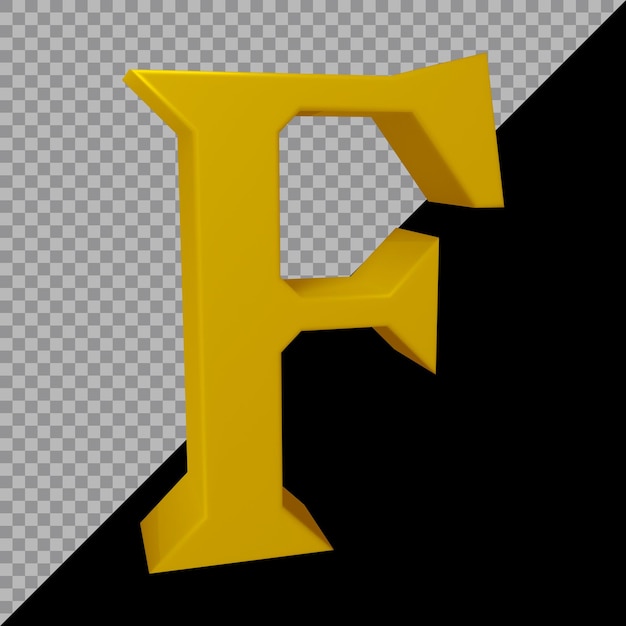 PSD アルファベット文字fの3dレンダリング