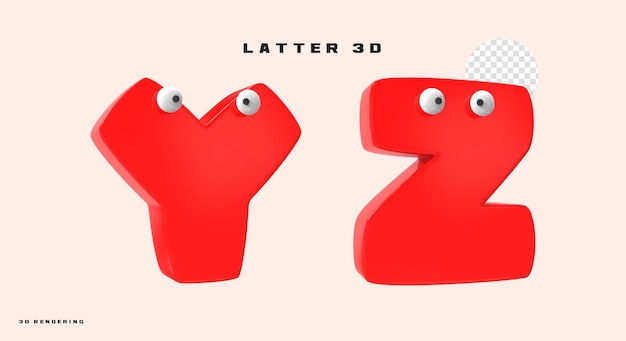 分離されたアルファベット文字の3dレンダリング