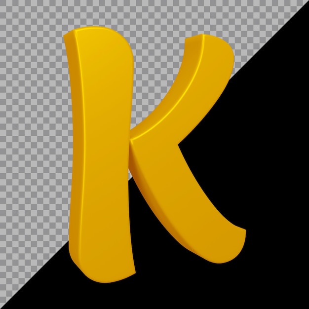알파벳 문자 K의 3d 렌더링