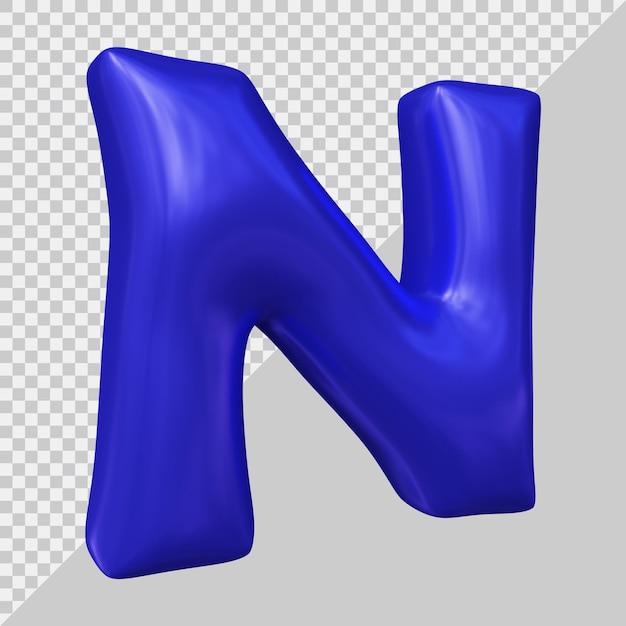 3d rendering of alphabet letter n with modern style