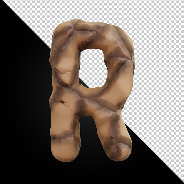 3d rendering of alphabet letter r isolated