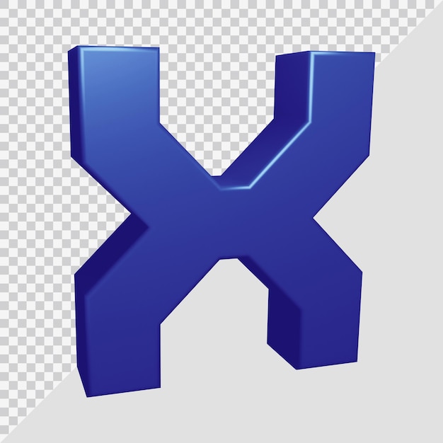 알파벳 문자 X의 3d 렌더링