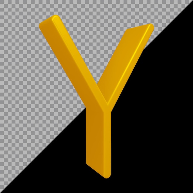 PSD アルファベットyの3dレンダリング