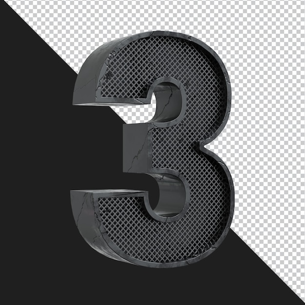 3d rendering of alphabet number 3 isolated