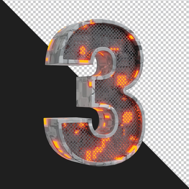 3d rendering of alphabet number 3 isolated