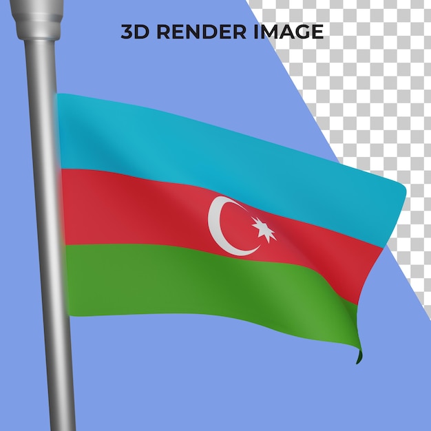 PSD 3d визуализация концепции флага азербайджана национальный день азербайджана премиум psd
