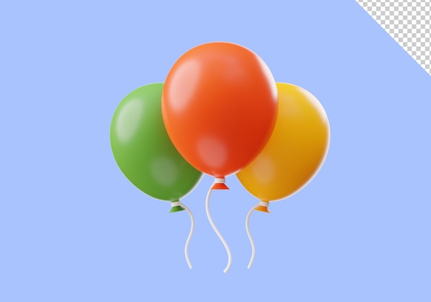 PSD 3d-рендеринг воздушных шаров для украшения дня рождения