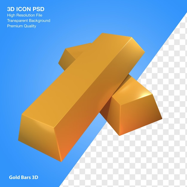 PSD 3d-рендеринг золотых слитков