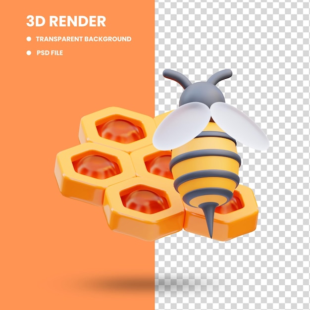 3d-рендеринг иллюстрации значка пчелы над ульем