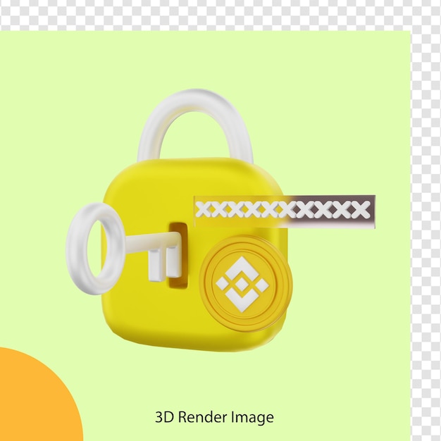 PSD プライバシーキーアドレスを使用したバイナンス暗号コインの3dレンダリング