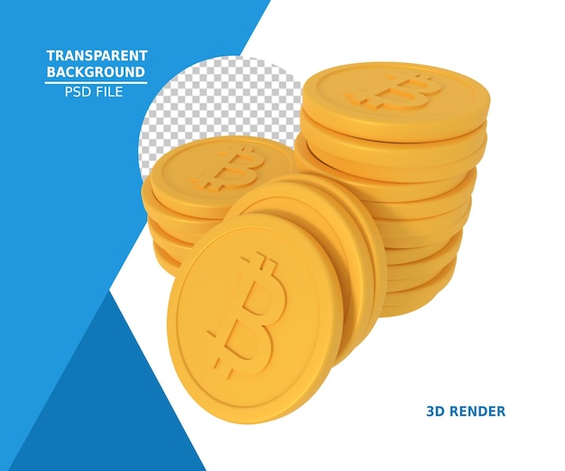 PSD 비트코인의 3d 렌더링