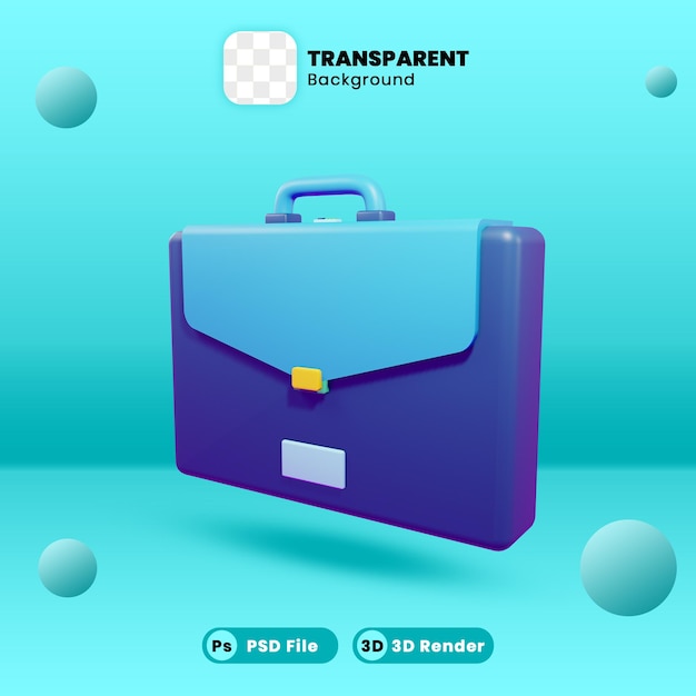 3d rendering of briefcase with transparent background