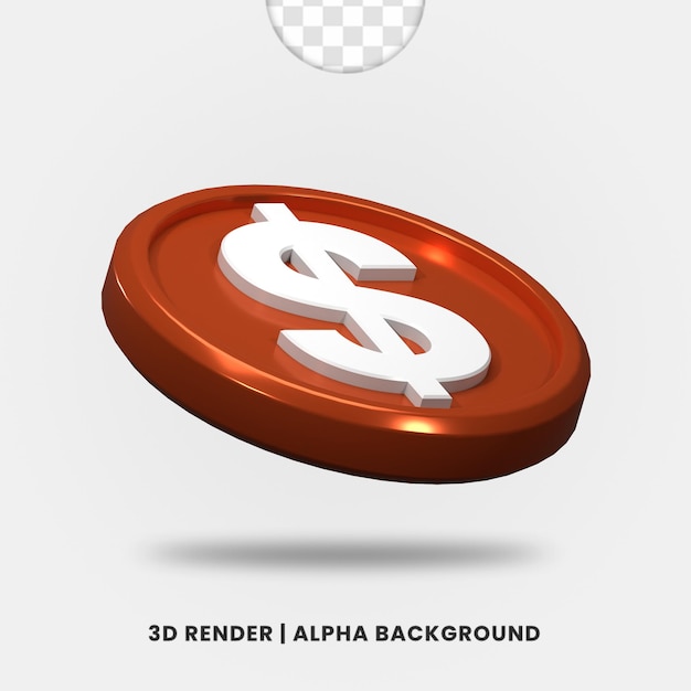 PSD 3d-рендеринг изолированной монеты бронзового доллара. полезно для иллюстрации бизнеса или электронной коммерции.