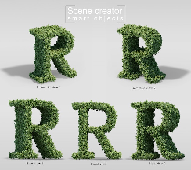 편지 R의 형태로 덤불의 3d 렌더링
