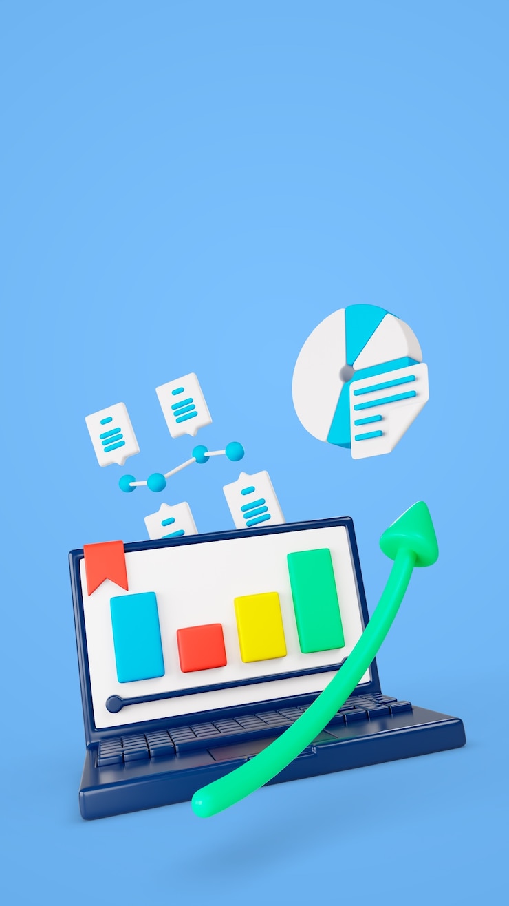 PSD 3d rendering of business concept with laptop