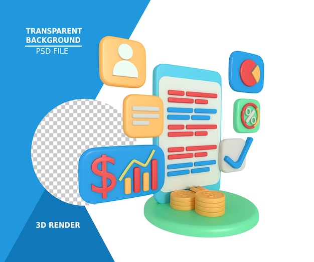 3d-рендеринг приложения финансового отчета бизнеса