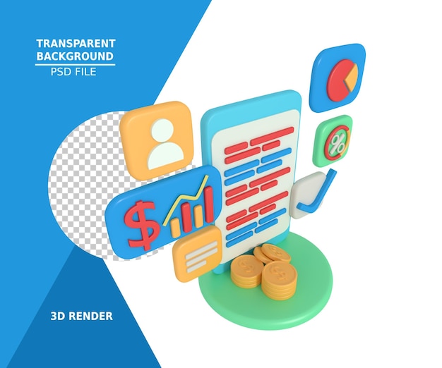 3d rendering of business financial report application