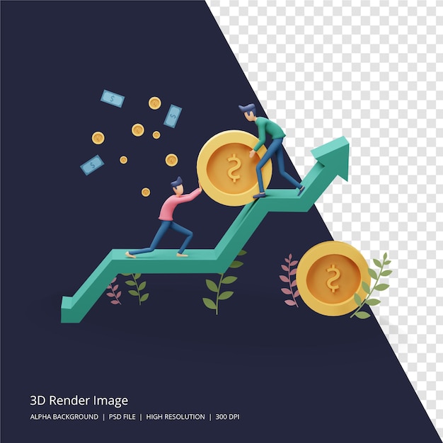 사업 투자 개념의 3d 렌더링