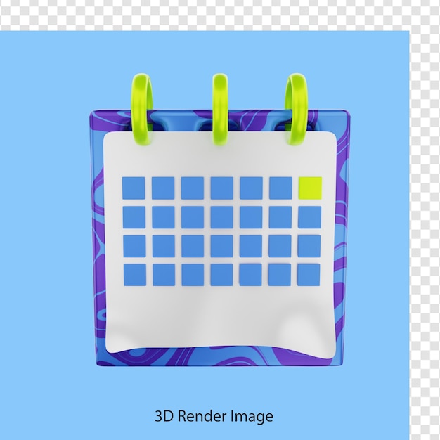 PSD カレンダーアイコンの3dレンダリング