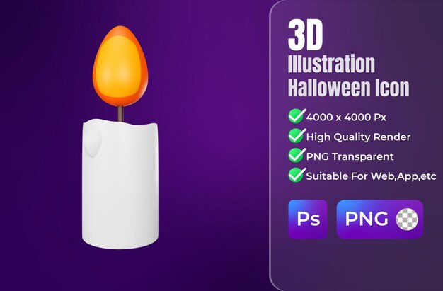 キャンドル ハロウィーン アイコンの 3 d レンダリング