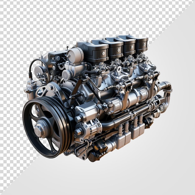 PSD 透明な背景の車のエンジンの3dレンダリング