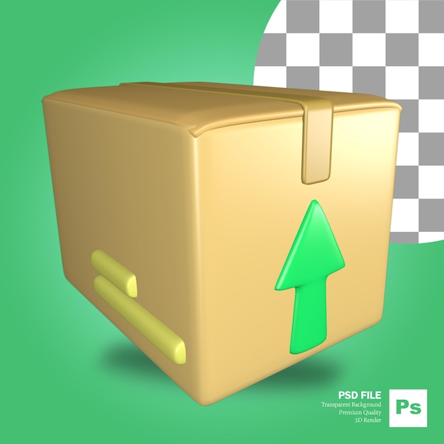 3d rendering of cardboard package box icon object with arrow package delivery courier