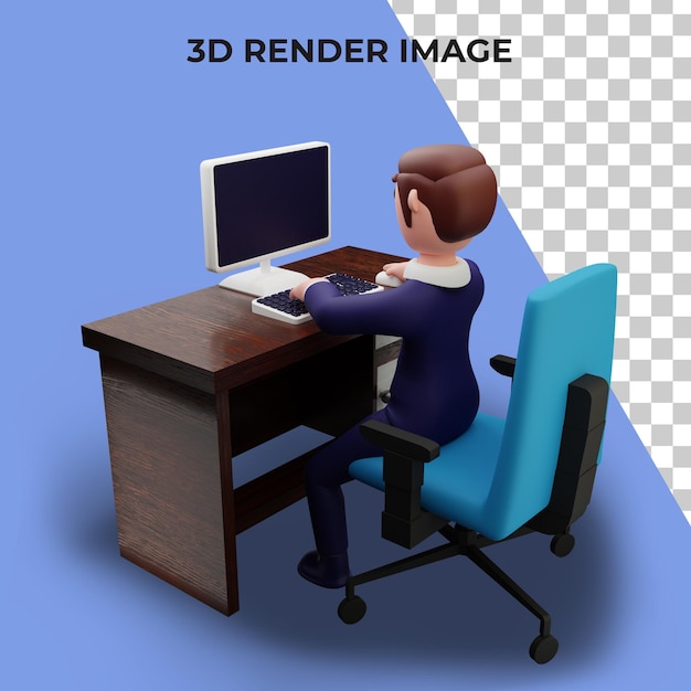 3d rendering of character with business concept