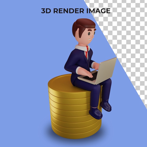 3d rendering of character with business concept