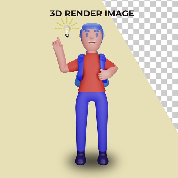 学校に戻るというコンセプトのキャラクターの3dレンダリング