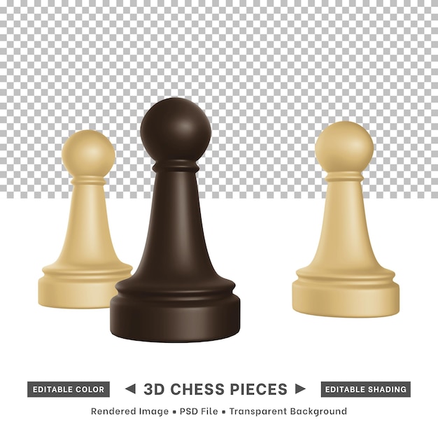 체스 조각 편집 가능한 색상의 3d 렌더링