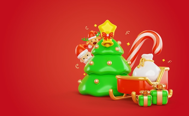 PSD クリスマスの背景の 3 d レンダリング